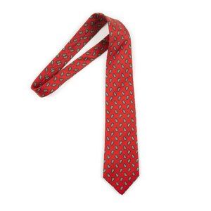 Vintage CHAPS RALPH LAUREN all silk red / green bean pattern neck